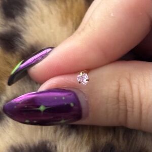 gold heart pink nose stud